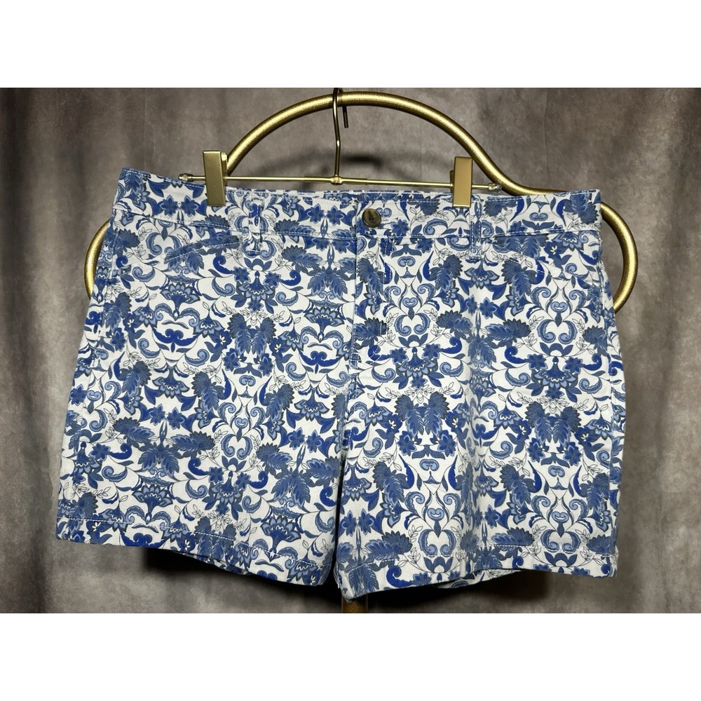 St. John's Bay Blue and White Floral-Print Jean Shorts